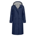 thumbnail image 4 of Zpanxa Womens Winter Jackets Long Hooded Waterproof Raincoat Striped Lined Lightweight Windbreaker Outdoor Jacket with Pockets Casual Travel, 4 of 7