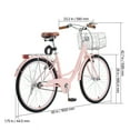 thumbnail image 4 of KFFKFF 26" Cruiser Bike, Single Speed,Rose-Colored Seaside Cycling Bike with Spacious Basket and Back Stand, Reliable & Robust Leisure Bicycle with Modifiable Saddle, 4 of 9