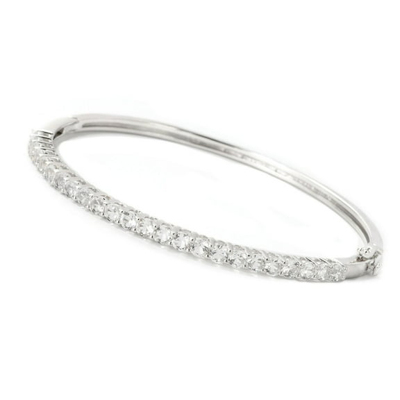 Sterling Silver with Natural White Topaz Bangle Bracelet