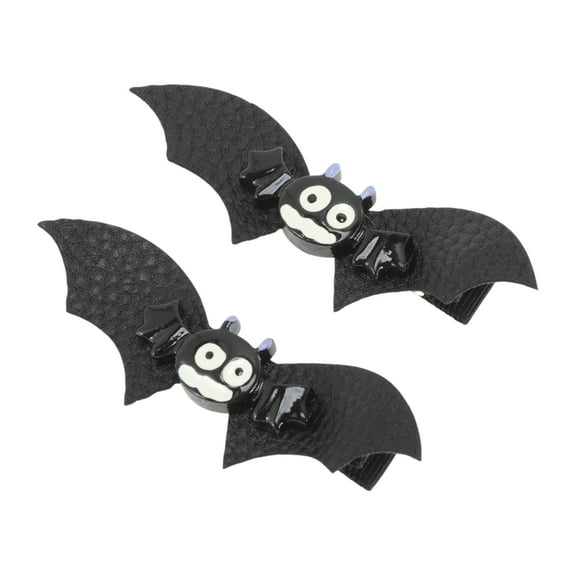 Unique Bargains 1 Pair Hair Clip Halloween Bat Hair Clips for Women Black