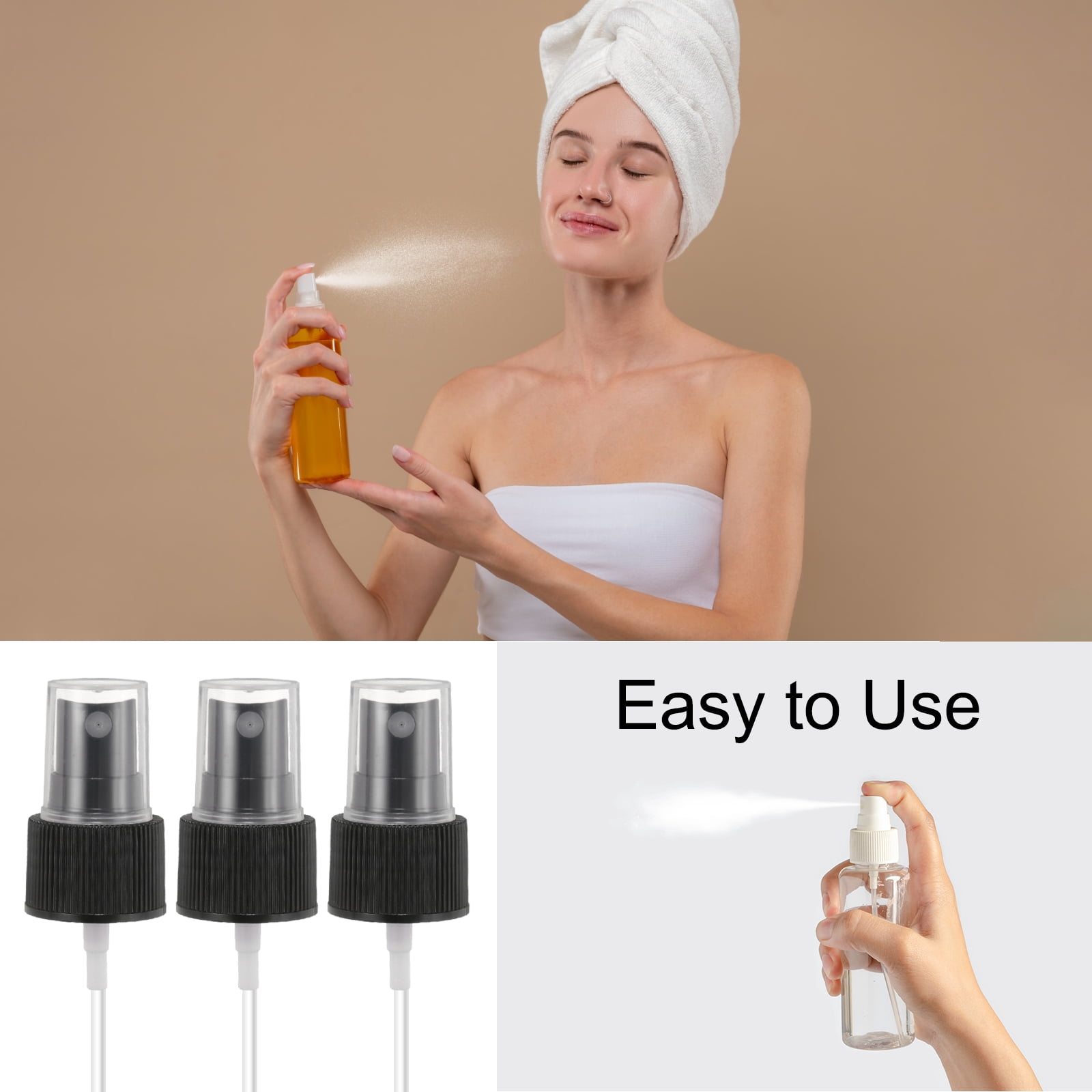 Unique Bargains Reusable Fine Mist Spray Top Essential Oils Body Sprays Black