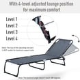 thumbnail image 3 of Grey Outdoor Folding Lounge Chair - Adjustable Chaise for Beach, Patio & Camping - Steel Frame, Breathable Mesh, 74” L x 23” W, 3 of 7