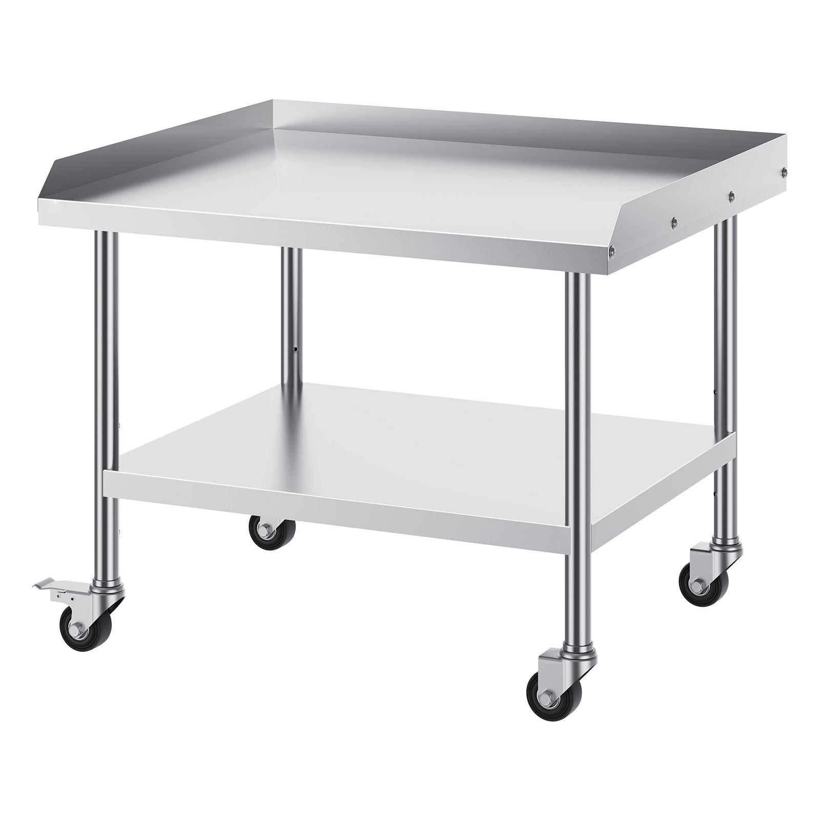 Dranite Stainless Work Table 30x36" - 4 Casters 3-Sided Backsplash Restaurant