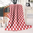 thumbnail image 2 of Red and White Checkered Pattern Blanket,Comfortable Soft Lamb Wool Throw Blanket,All Season,Warm Lightweight Blankets for Sofa Bed Couch Living Room Chair,50"x60", 2 of 4