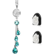 Crystal Car Rear View Mirror Charm with 2 Pcs Car Mini Hooks, Bling Rearview Mirror Accessories for Women & Men, Cute