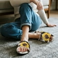 thumbnail image 3 of COEQINE Sunflower Cow Print Womens Fluffy Slippers Washable Indoor Slides Y2K House Sandals Soft Open Toe Bedroom Slippers Quiet Slip On House Slides for Her Ladies Mom, 42-43, 3 of 7