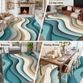 thumbnail image 5 of 6'x9' Area Rugs, Teal Beige Ombre Indoor Outdoor Area Rug for Living Room Bedroom, Moire Modern Abstract Art Geometric Washable Bathroom Rugs Kitchen Floor Carpet Mats Home Decor Aesthetic, 5 of 8