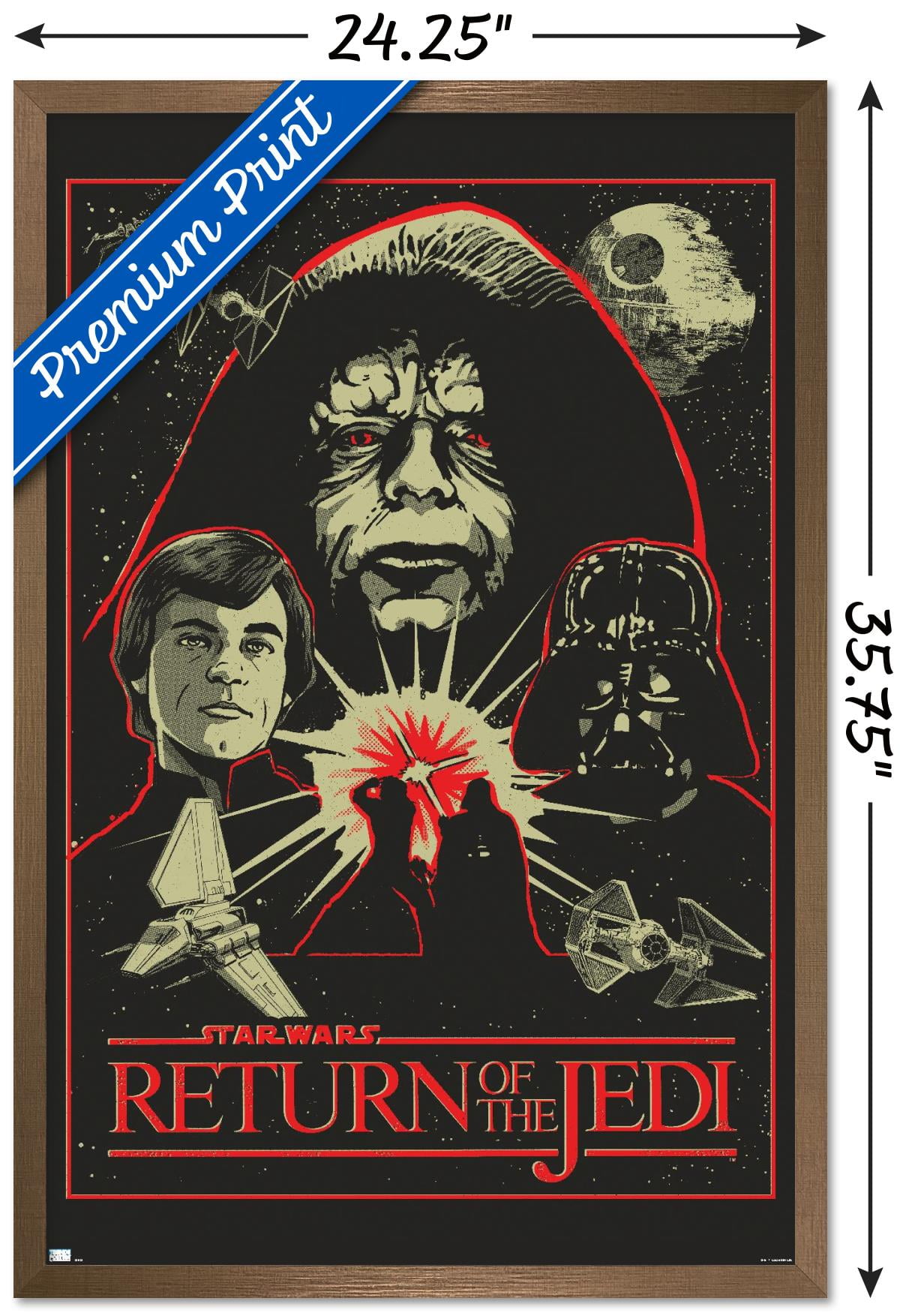 Star Wars: Return of the Jedi - Red Outline Illustration Wall Poster, 22.375" x 34" Framed