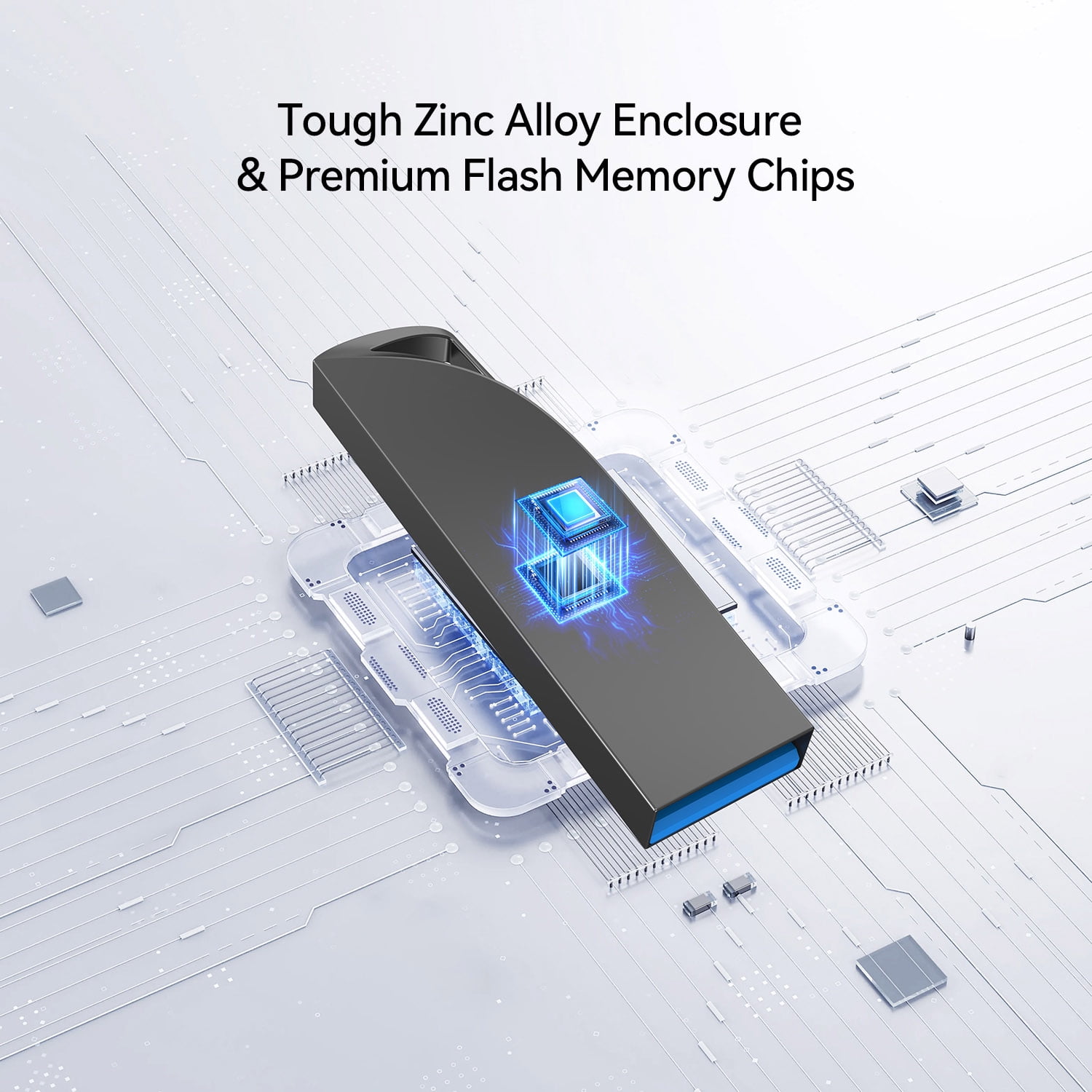 32GB USB 3.0 Flash Drive,RAOYI Flash Memory Stick Slim Thumb Drive Portable with Keychain Hole,Black & Silver 2 Pack