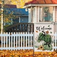 thumbnail image 5 of Welcome Fall Green White Pumpkin Decorative Garden Flag, Autumn Thanksgiving Sunflower Leaves Yard Outside Decorations, Plaid Check Farmhouse Outdoor Small Home Decor Double Sided 12.5x18, 5 of 6