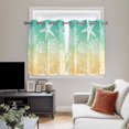 thumbnail image 4 of Teal Yellow Ombre Coastal Kitchen Curtains Window Panels, Sea Nautical Summer Beach Starfish Coral Insulated Window Treatment Curtain, Grommet Curtains for Bedroom/Living Room, 2 Piece 42"Wx45"L, 4 of 8