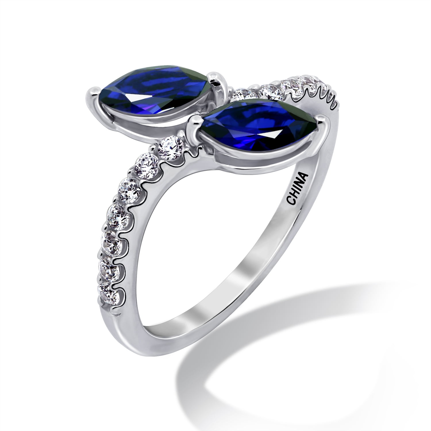 Blue topaz ring .50ct half carat cz stainless steel elegant accents dress 019