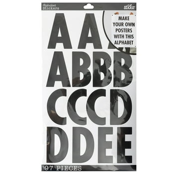 Sticko Solid x-Large Black  Paper Alphabet Stickers, 99 Pieces