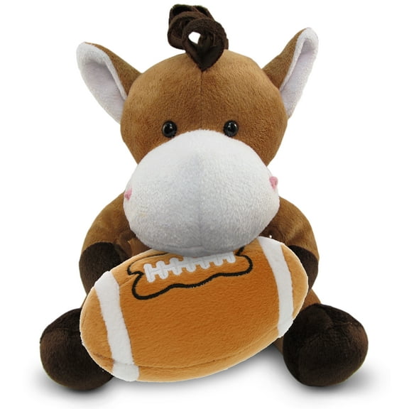 DolliBu Horse Stuffed Animal with Football Plush - Soft Huggable Horse, Adorable Playtime Plush Toy, Cute Wildlife Gift, Farm Plush Doll Animal Toy for Kids and Adults - 6 Inches