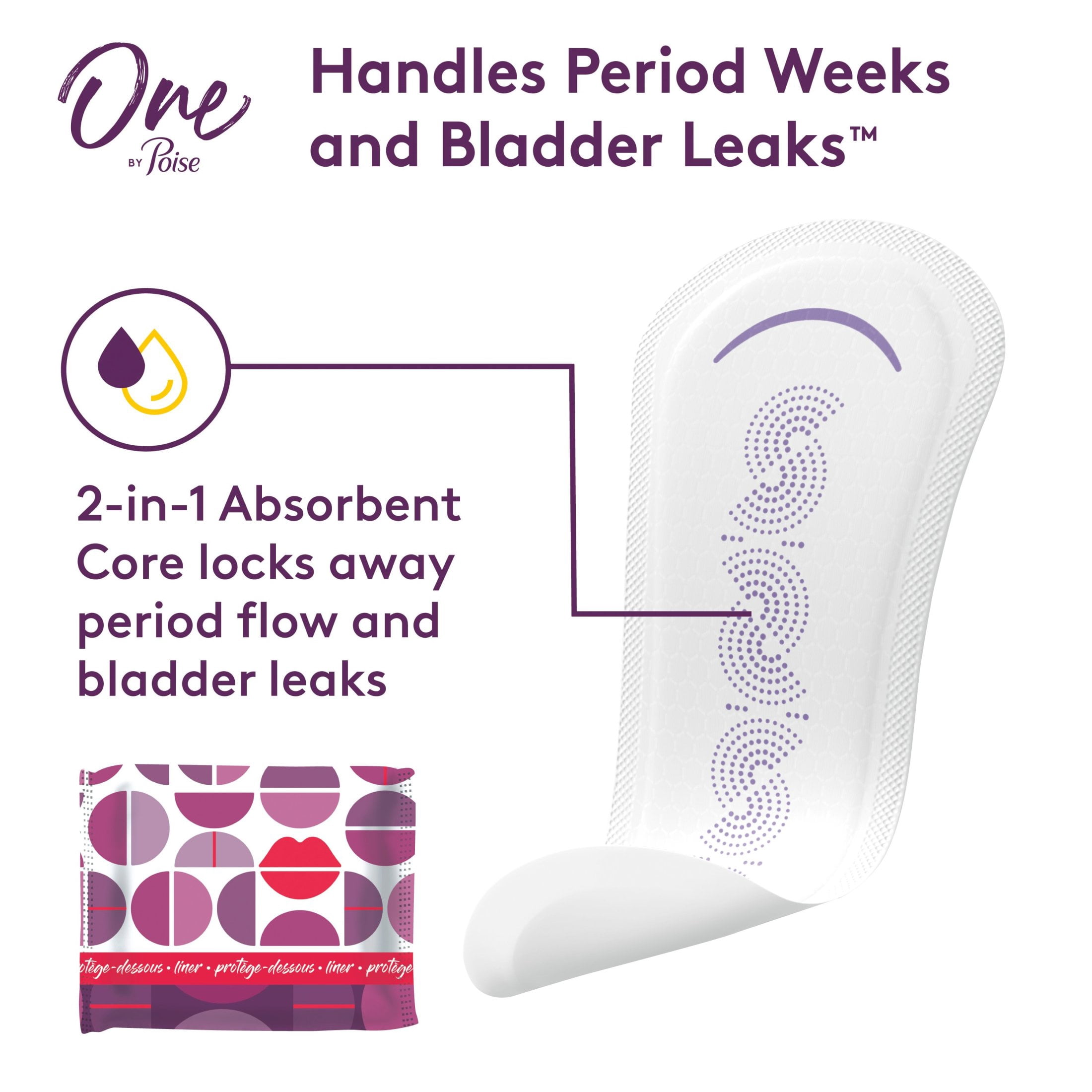 One by Poise Panty Liners (2-in-1 Daily Liners), Long Pantiliners, Extra Coverage, 50 Count