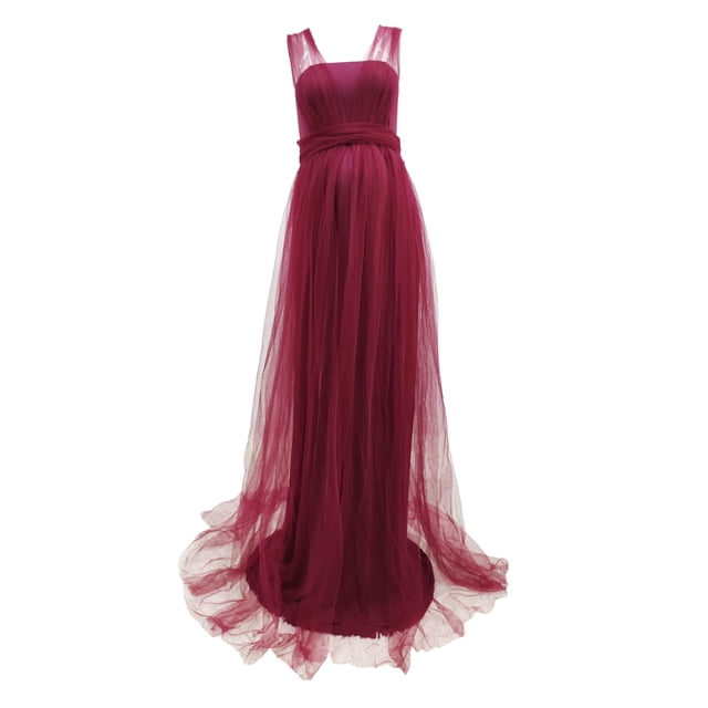 Robe de Maternité Sans Manches pour Femmes Accessoires Photographie Femmes Enceintes Robe de Maternité Robe Princesse en Tulle Uni