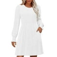 thumbnail image 2 of Taylonsss Fall Dresses for Women Square Neck Long Sleeve Dresses Casual Babydoll Sweater Dress, 2 of 7