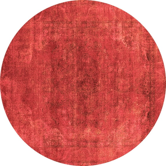 Ahgly Company Indoor Round Oriental Orange Industrial Area Rugs, 3' Round