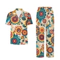 thumbnail image 5 of Yuyamidu Mandala Summer Pjs for Women Set Bohemia Style Short Sleeve Notch Collar Sleepwear Button Down Pjs Set with Long Pants, 5 of 7