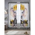 thumbnail image 2 of Cute Elephant Sheer Curtains 2 Panels Set Welcome Words Animal Flower Film Boundary Linen Texture Sheer Window Curtains Light Filtering Rod Pocket Voile Drapes for Bedroom Living Room 52"X96", 2 of 9