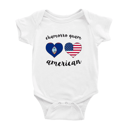 

Chamorro Guam American Flag Two Hearts Cute Baby Clothes For Boy Girl (White 0-3 Months)