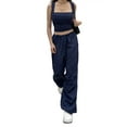 thumbnail image 4 of Txlixc Blusas cortas de verano para mujer, blusas cortas de color liso de corte bajo con tirantes anchos Txlixc  Moda, 4 of 10