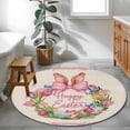 thumbnail image 3 of Happy Easter Round Area Rug 3Ft Washable Small Circle Rugs for Kitchen Entryway, Rabbits Bows Spring Tulips Eggs Retro Non-Slip Carpet Floor Mats Indoor Outdoor Carpet Runner Aesthetic Home Decor, 3 of 8