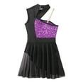 thumbnail image 6 of inhzoy Kids Girls Sleeveless Halter Neck Sequins Splice Leotard Dress Ballet Lyrical Dance Costume Purple 6, 6 of 8