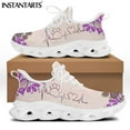 thumbnail image 1 of Zapatillas deportivas ligeras con plataforma y cordones para mujer, con estampado de huella de perro y latidos bohemios, de malla, 1 of 6