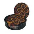 thumbnail image 2 of LNWH Coasters, Spiral Intricate Gold Fractal Leather Round Coasters Set of 6 for Kitchen Dining Room Living Room Bar - Tabletop Waterproof and Anti-scald, 2 of 8