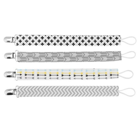 Lv. life 4pcs Baby Pacifier Clip Chain Printing Cotton Strap Soother Nipple Holder for Infant Child Set, Baby Pacifier Clip, Pacifier Strap