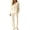 Beige, variant on Women's Ribbed Knit Lounge Set 2 Piece Outfits Button Pajamas SetsLong Sleeve Top and Pants, Matching Paj
