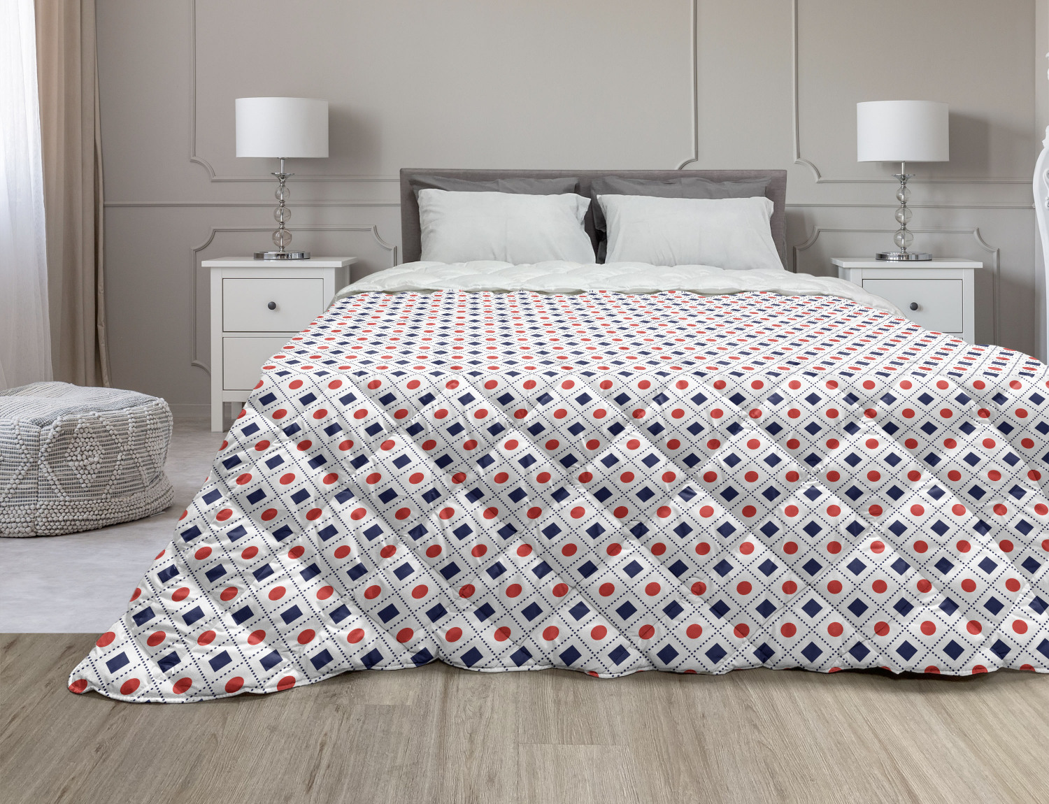 Checked Pattern Comforter Blue Down Alternative Comforter, Classical Old Fashioned Checkered ...