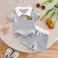 thumbnail image 2 of Akiihool Spring Outfits for Toddler Boys Toddler Baby Boys Clothes Summer Outfits Polo Shirt Shorts Set 2Pcs Boys Clothing Sets 12 Month-4T(Grey,12-18 Months), 2 of 3