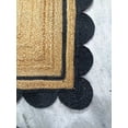 thumbnail image 3 of 6x9 Ft Black & Natural Jute Premium Scalloped Jute Rug – Handcrafted Natural Braided Carpet for Living Room, Bedroom, Entryway – Boho Home Decor, 3 of 4