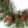 thumbnail image 2 of National Tree Company Pre-Lit Artificial Christmas Wreath, Green, Wintry Pine, White Lights, Decorated with Pine Cones, Berry Clusters, Frosted Branches, Christmas Collection, 21 Inches, 2 of 5
