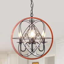 6 - Light Globe Chandelier Black Orb Sphere Chandelier with Crystal Accents Chandeliers for Dining Room Living Room