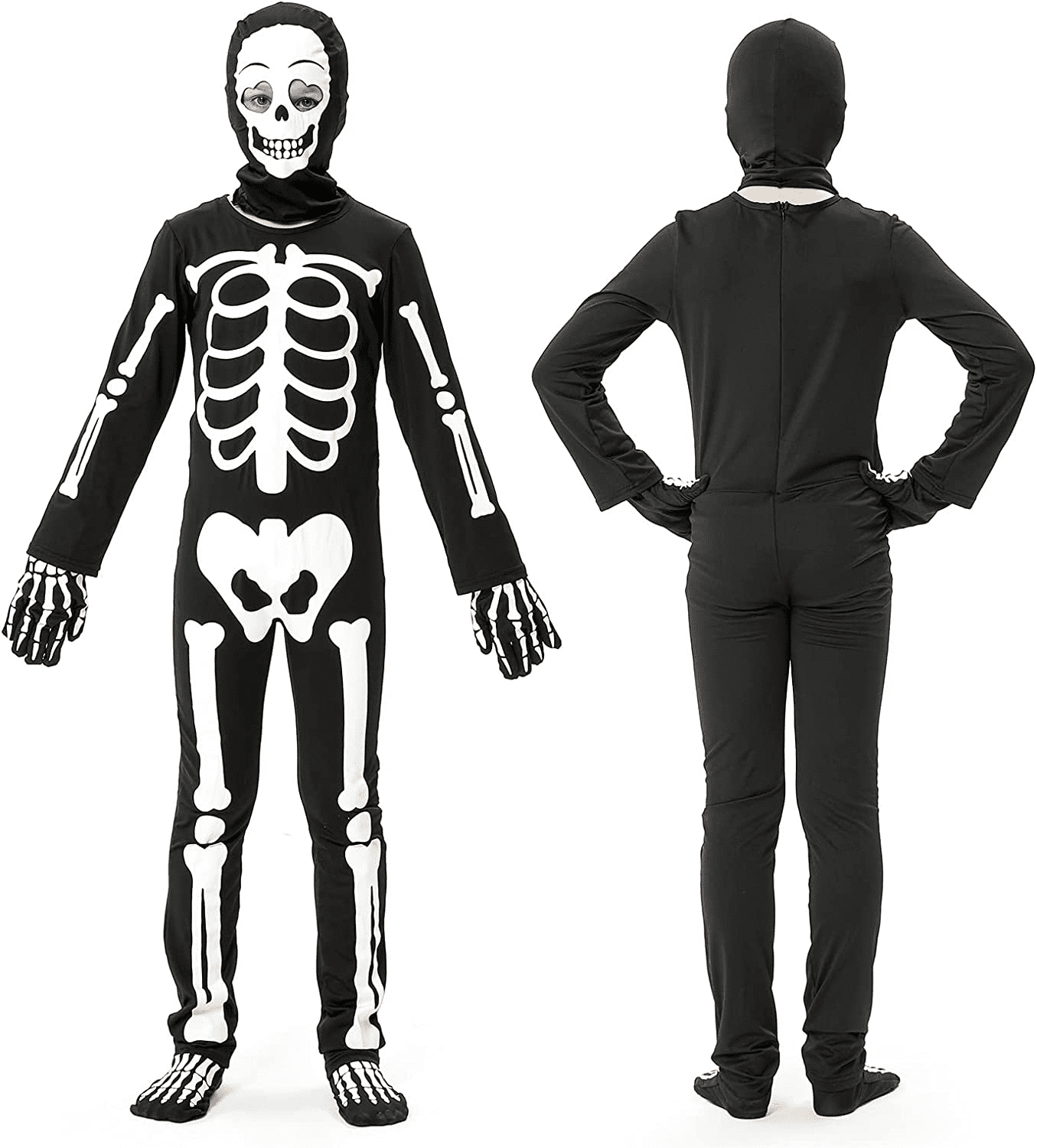 Glow in The Dark Halloween Skeleton Costume for Kids, Skelebones 