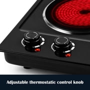 CUSIMAX 1800W Electric Hot Plate, Portable Infrared Double Burner Cooktop, Ceramic Glass Countertop Stove, Electric Griddle Skillet Grill for Cooking