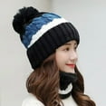 thumbnail image 3 of WEISIPU 2Pcs/Set Winter Women Hat and Scarf Set Soft Warm Pompoms Cable Beanie Hat Knitted Cap Thick Neck Scarf, 3 of 5