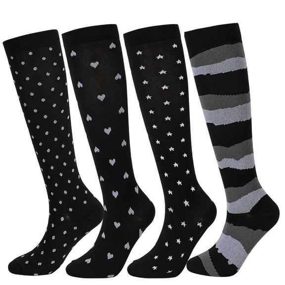 Deago 4 Pairs Compression Socks for Women and Men Circulation 15-20 mmHg, Best Support for Medical, Running, Nursing, Athletic