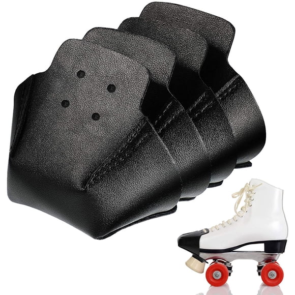 4 Pieces Toe Cap Guards Protectors Toe Caps Artificial Leather Roller Skate Cap Protectors for Quad Roller Skate, Black