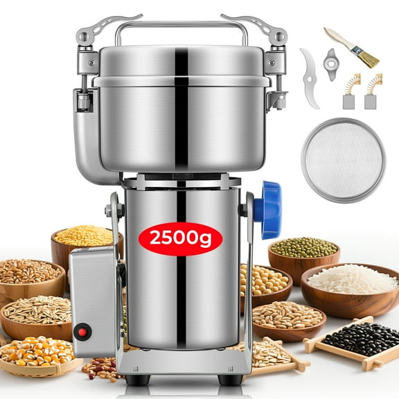 Grain Mill Grinder Electric 2500g, Swing Herb Mill Grinder for Dry Spice Herbs