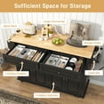 thumbnail image 2 of ANPOO 55" Movable Kitchen Island with Drop Leaf and Power Outlet, Rolling Kitchen Cart with Rubber wood Countertop, Island Table on Wheels for Kitchen w/2 Drawers, Spice Rack, Adjustable Shelves, 2 of 9