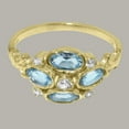 thumbnail image 5 of LBG British Made 10k Yellow Gold ring with Natural Diamond & Blue Topaz Womens Statement Ring - 33 size options - Size 11.25, 5 of 6