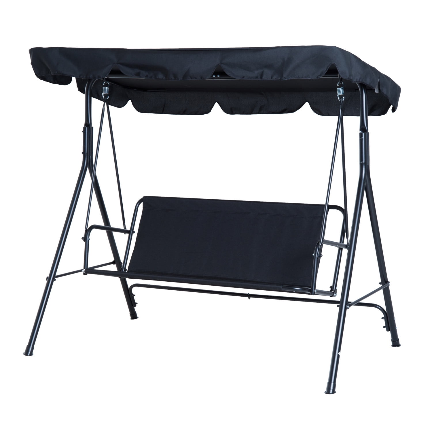 Outsunny Outdoor 3 Person Lounge Chair Steel Porch Swing w Adjustable Top Canopy by Aosom LLC