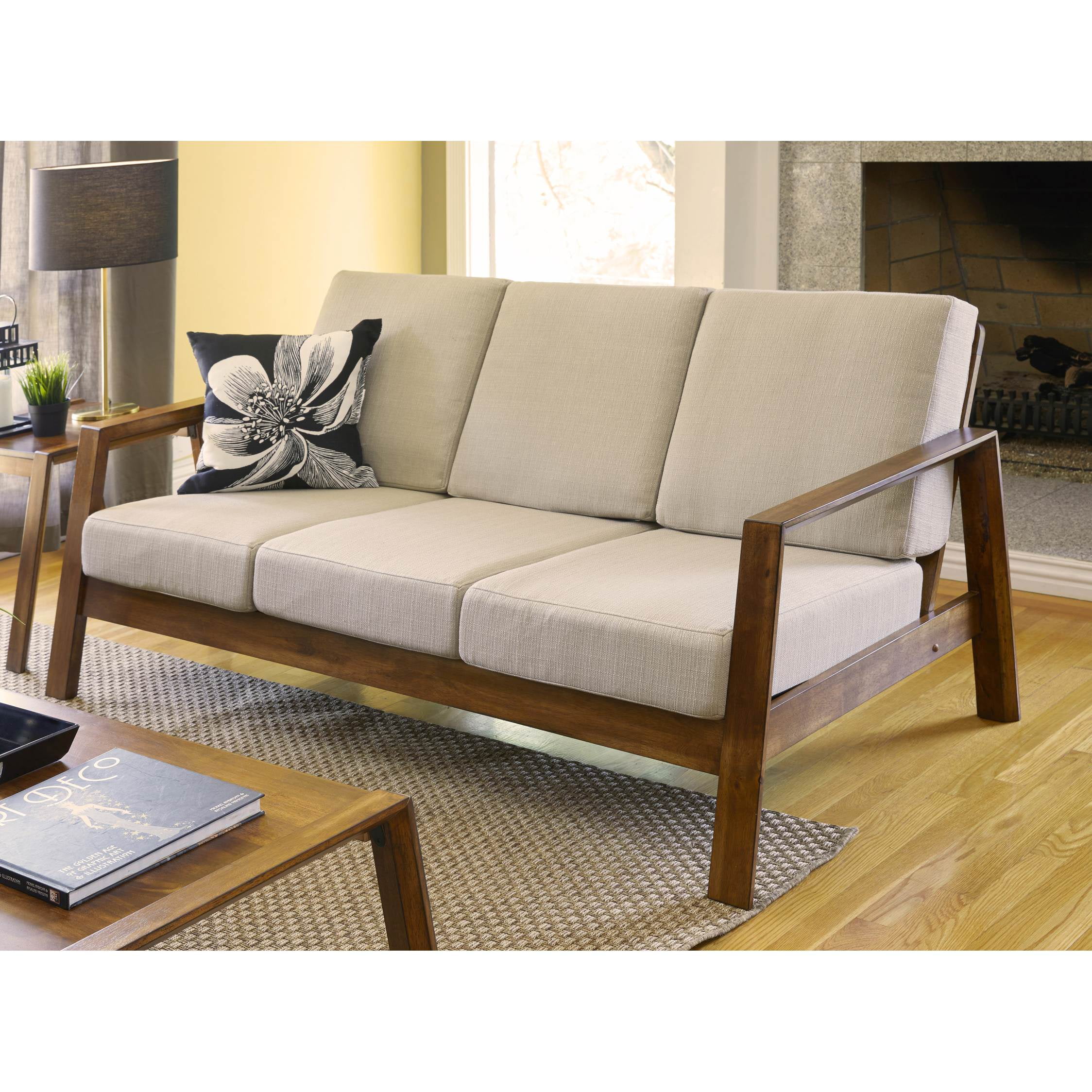 Exposed Wood Frame Sofa Baci Living Room