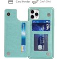 thumbnail image 3 of for iPhone 11 Pro Max Wallet Case with RFID Blocking Card Holder for Girls Women,Premium PU Leather Magnetic Buttons Stand Flip Wrist Strap Case for iPhone 11 Pro Max 6.5 Inch,Heart Green, 3 of 16
