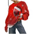 thumbnail image 2 of miqiqism Women's Santa Claus Printed Hooded Trendy Fleece Lined Pullover Sweaters Lady Casual Crew Neck Long Sleeves Sweater Thermal Underwear Loungewear,R#04_Red,Medium, 2 of 5