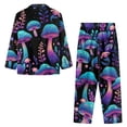 thumbnail image 4 of Suhoaziia Pajamas for Women Super-Soft Short & Long Sleeve Top With Pants Size 3XL Relaxed Print Graphic Psychedelic Trippy Mushroom Button-Down Stretchy Nightwear Full-length Loungewear, 4 of 6